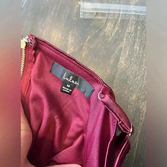 Dance in the‎ Spotlight Burgundy Satin Sequin Bustier Mini Dress Size M B25 - Picture 8 of 8